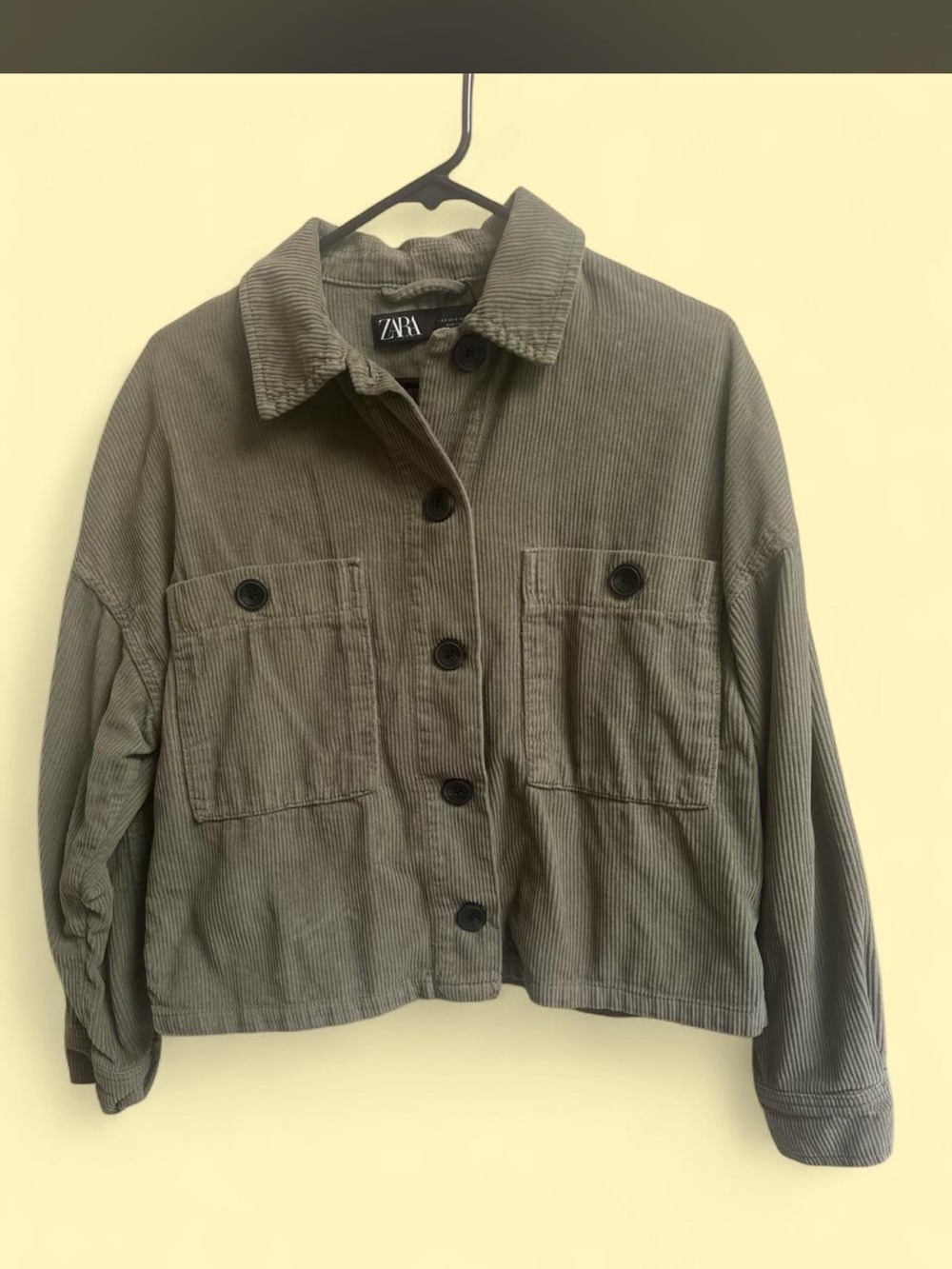 Zara Olive Green Corduroy Button Jacket